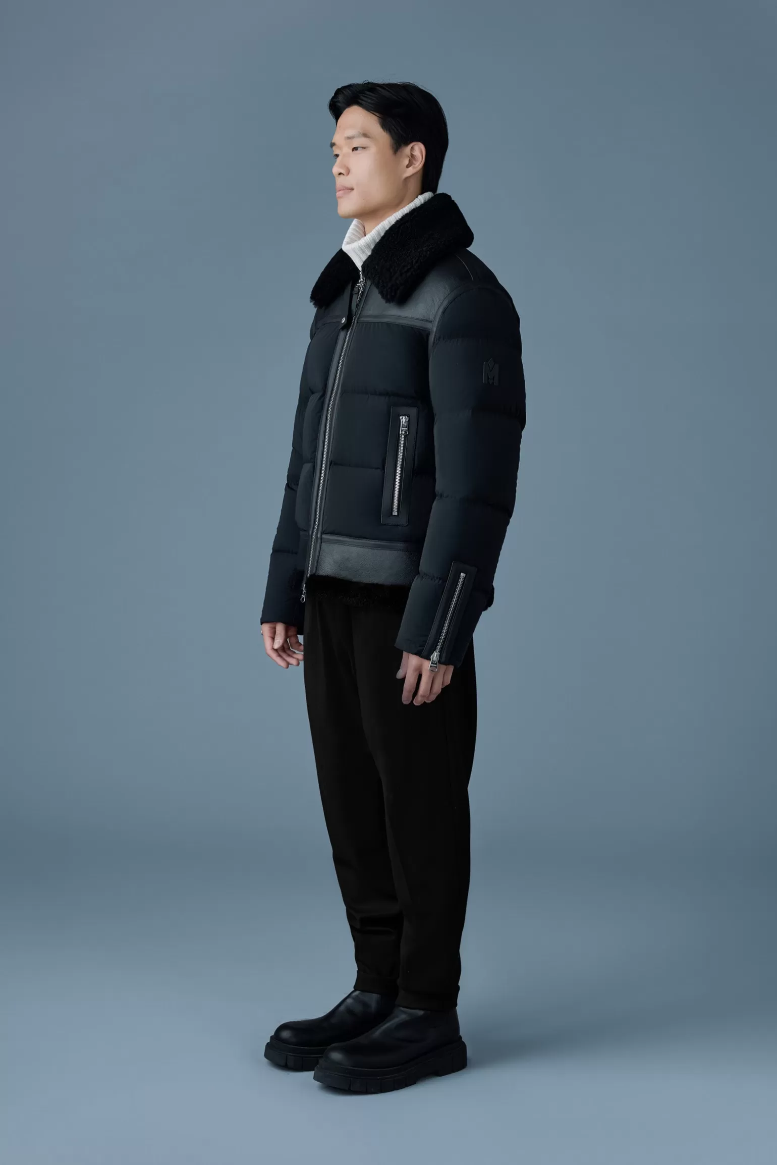 Mackage ROBERT Mixed-media shearling down jacket Black Shop