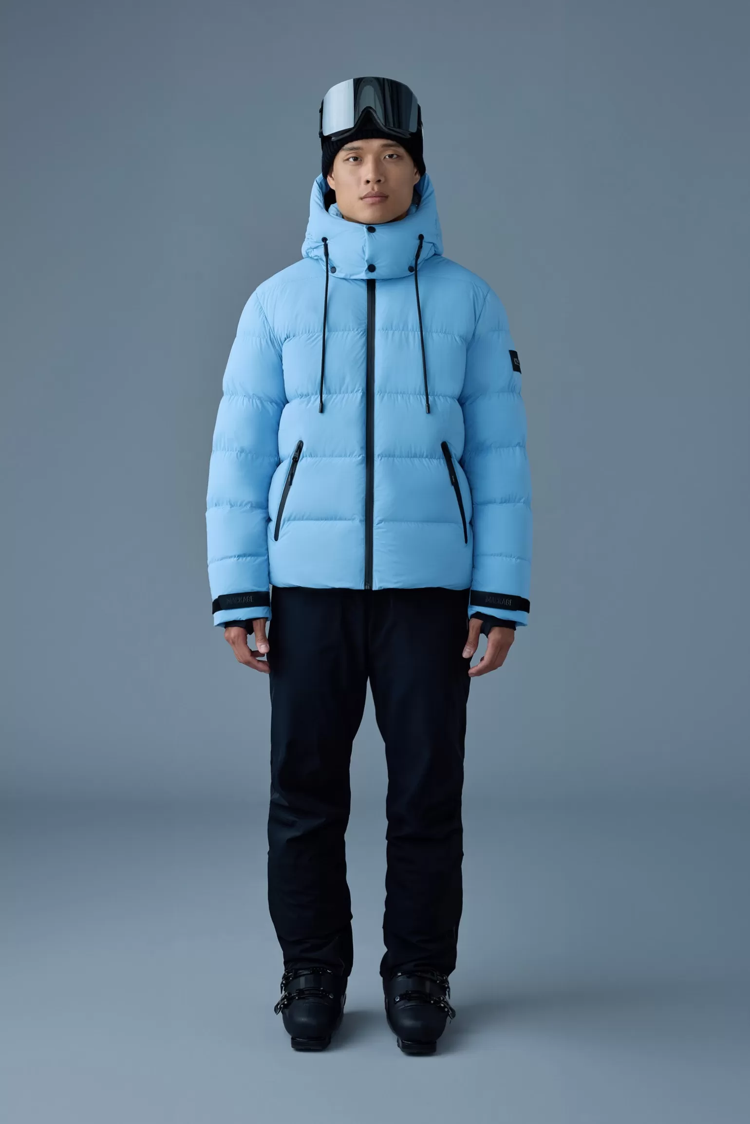 Mackage SAMUEL-SKI Medium down jacket with hood SkyBlue Shop