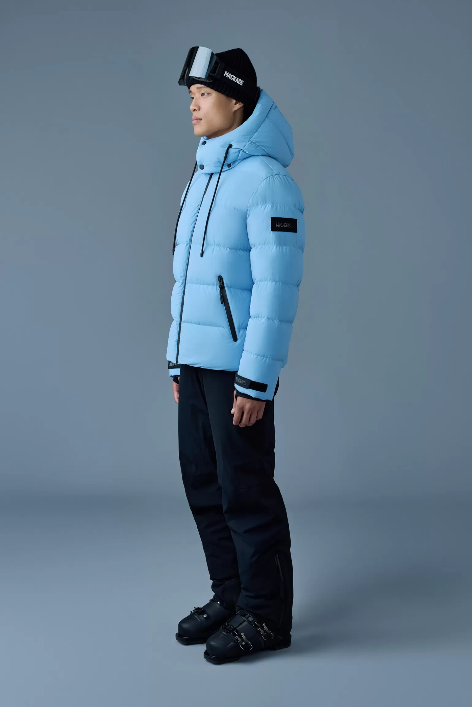 Mackage SAMUEL-SKI Medium down jacket with hood SkyBlue Shop