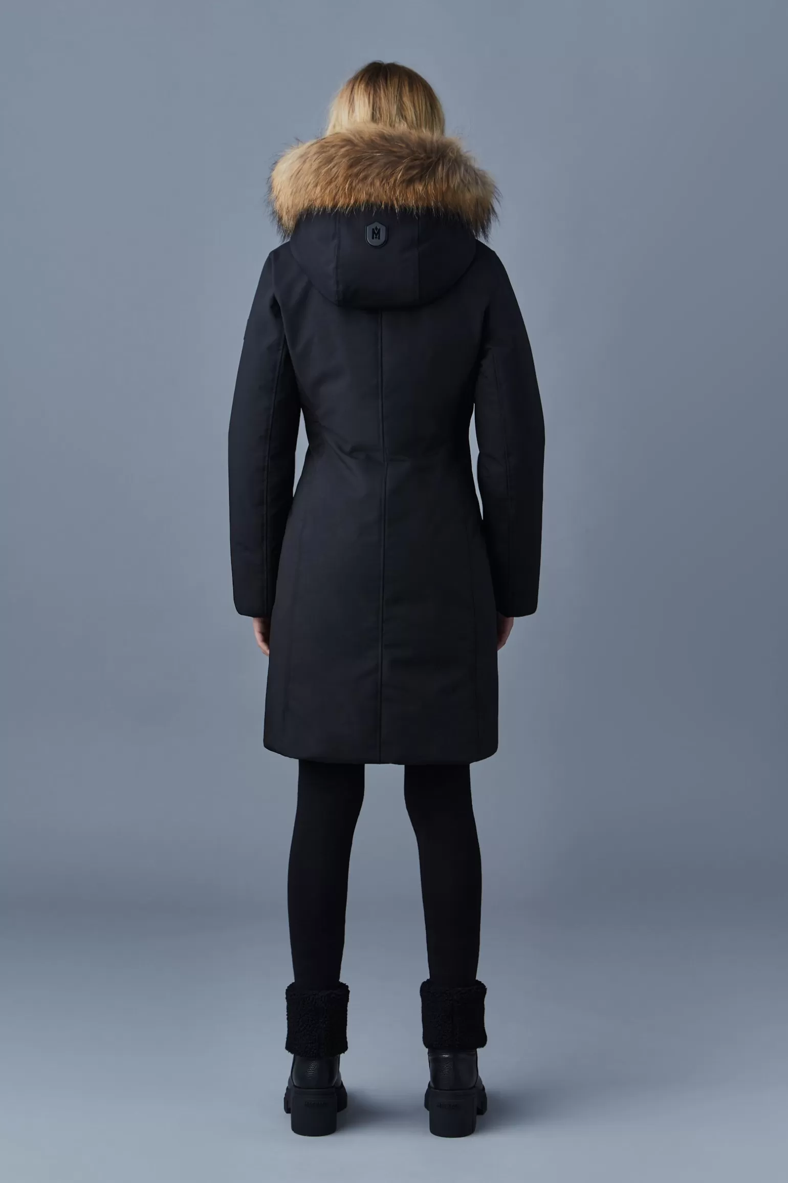 Mackage SHILOH 2-IN-1 fitted down coat with removable bib and natural fur Black Discount