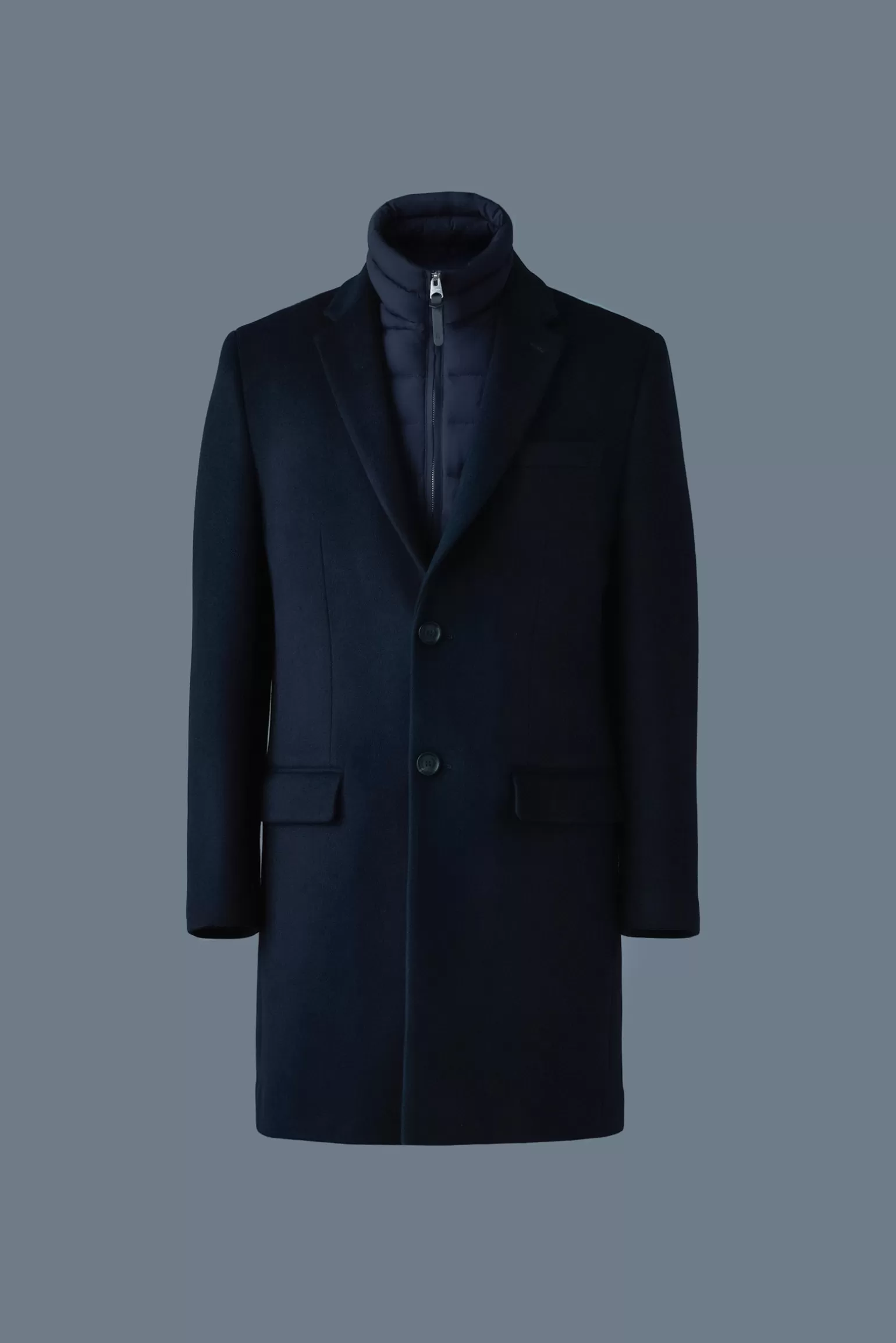 Mackage SKAI-SLB 3-in-1 wool coat with removable down liner Navy Best