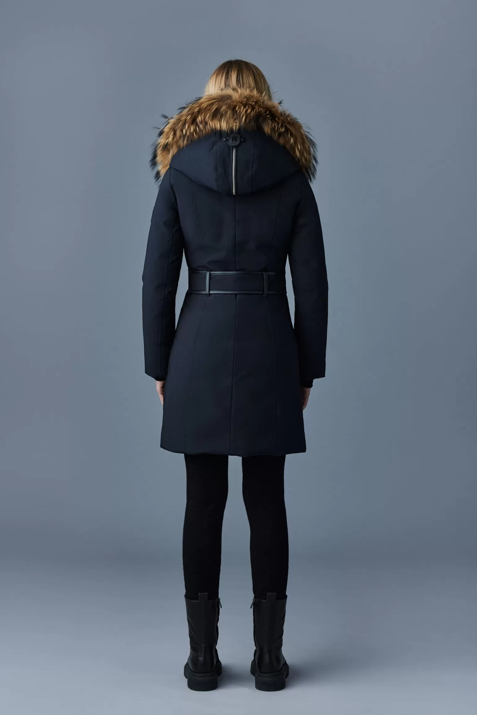 Mackage TRISH Powder Touch down coat with natural fur Signature Collar Black Clearance