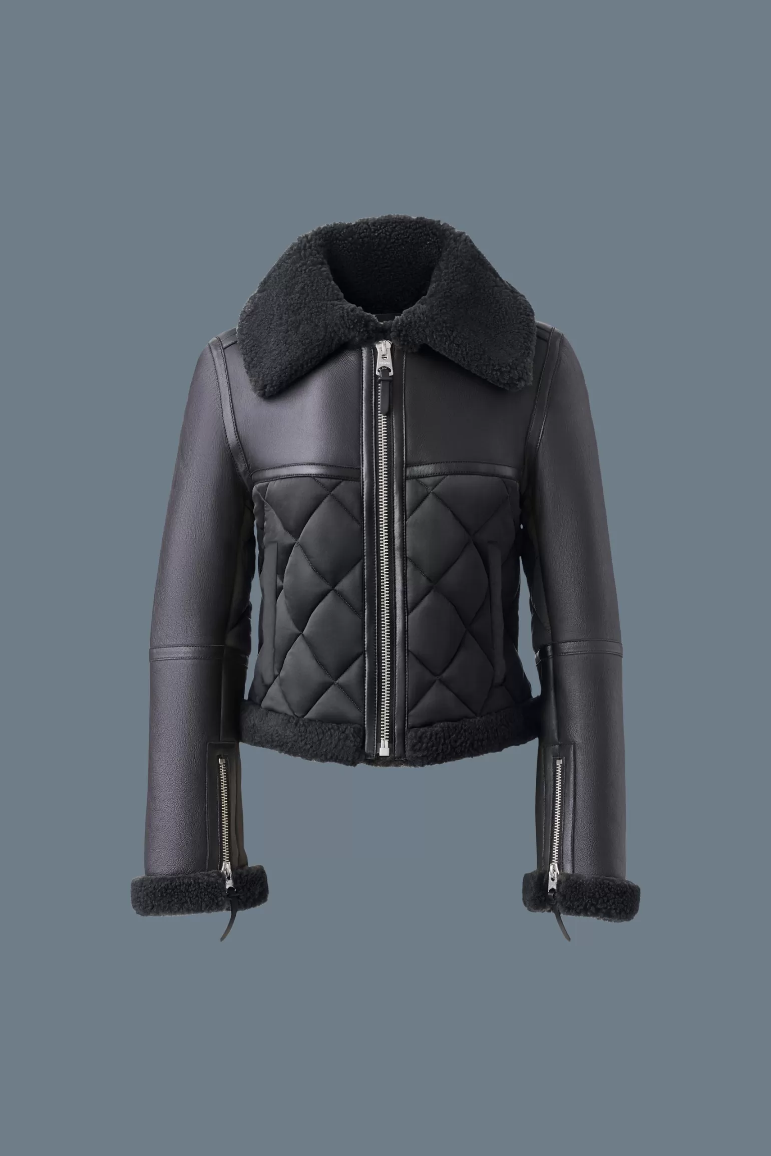 Mackage TULIP Quilted sheepskin jacket with shearling trim Black Discount