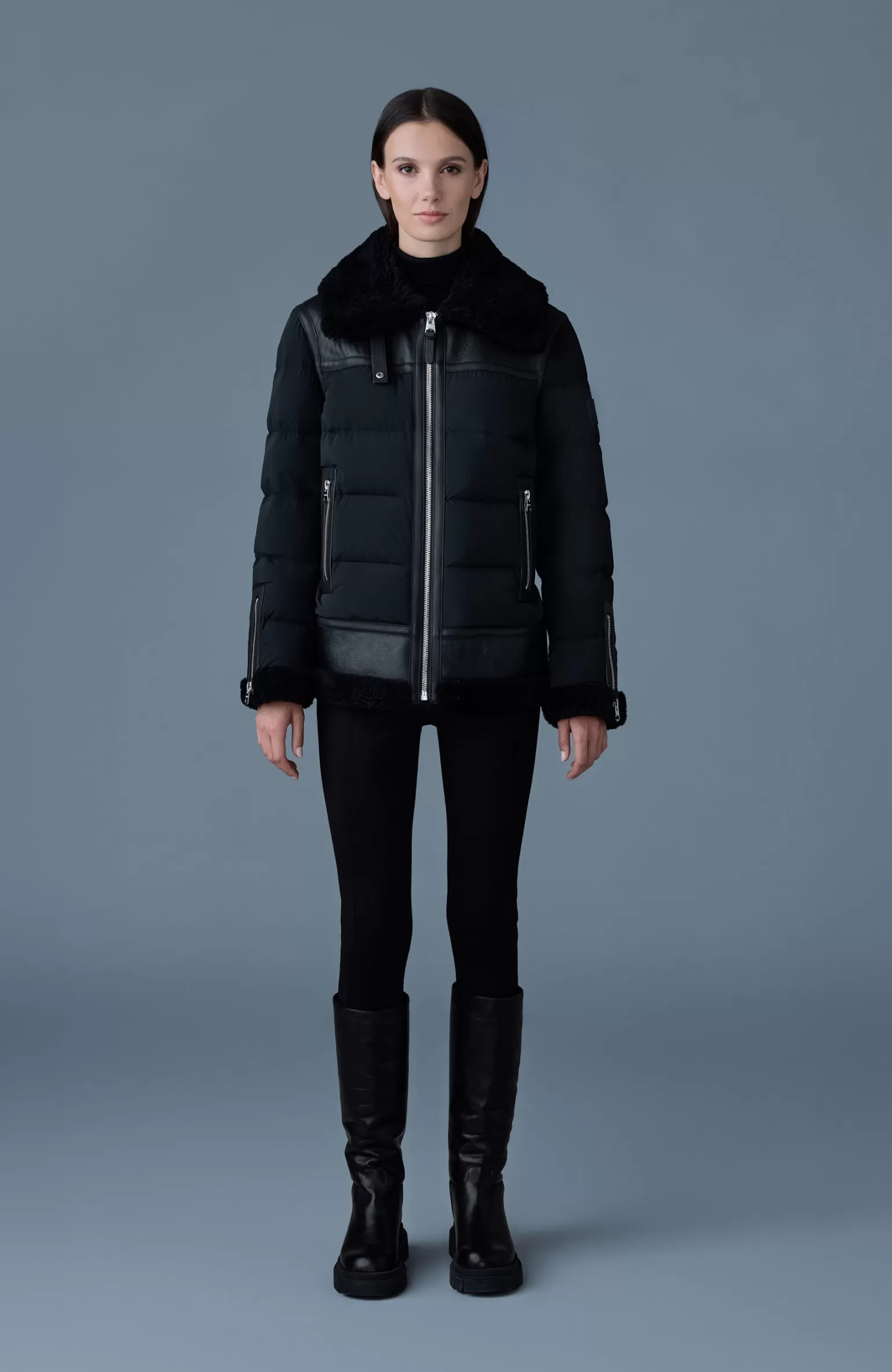 Mackage VANNA Mixed-media shearling down jacket Black Best