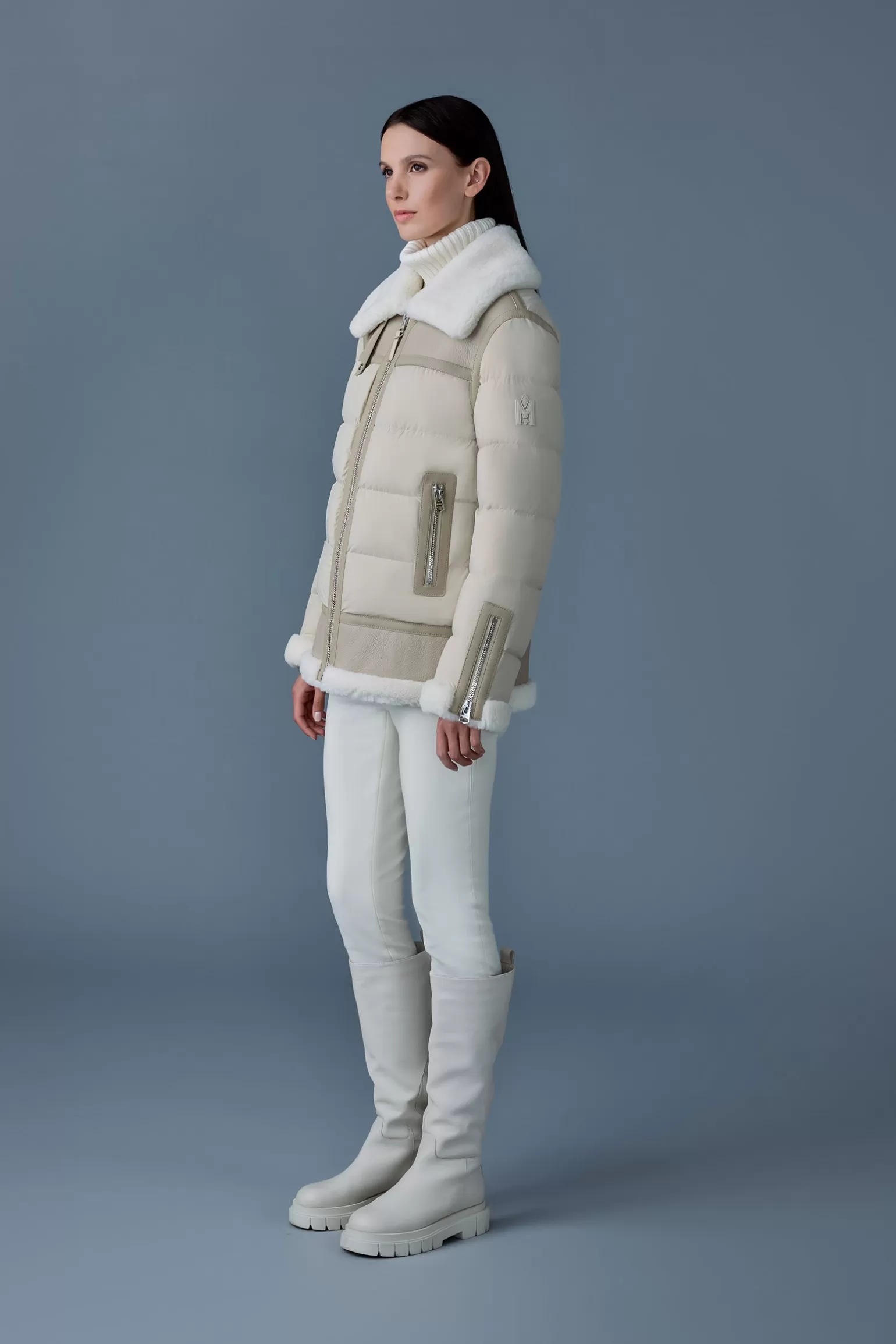 Mackage VANNA Mixed-media shearling down jacket Trench-Natural Shop