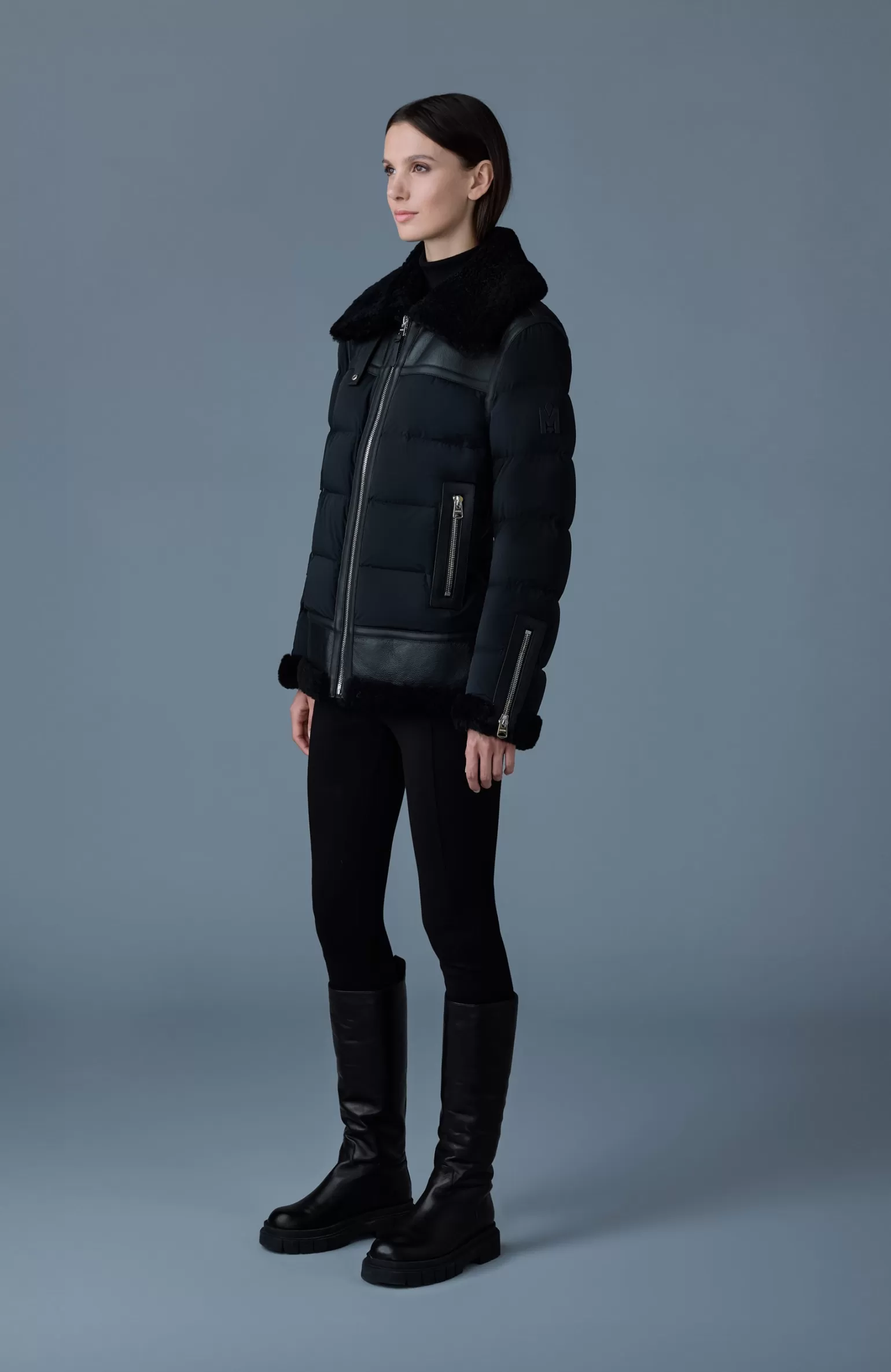 Mackage VANNA Mixed-media shearling down jacket Black Best