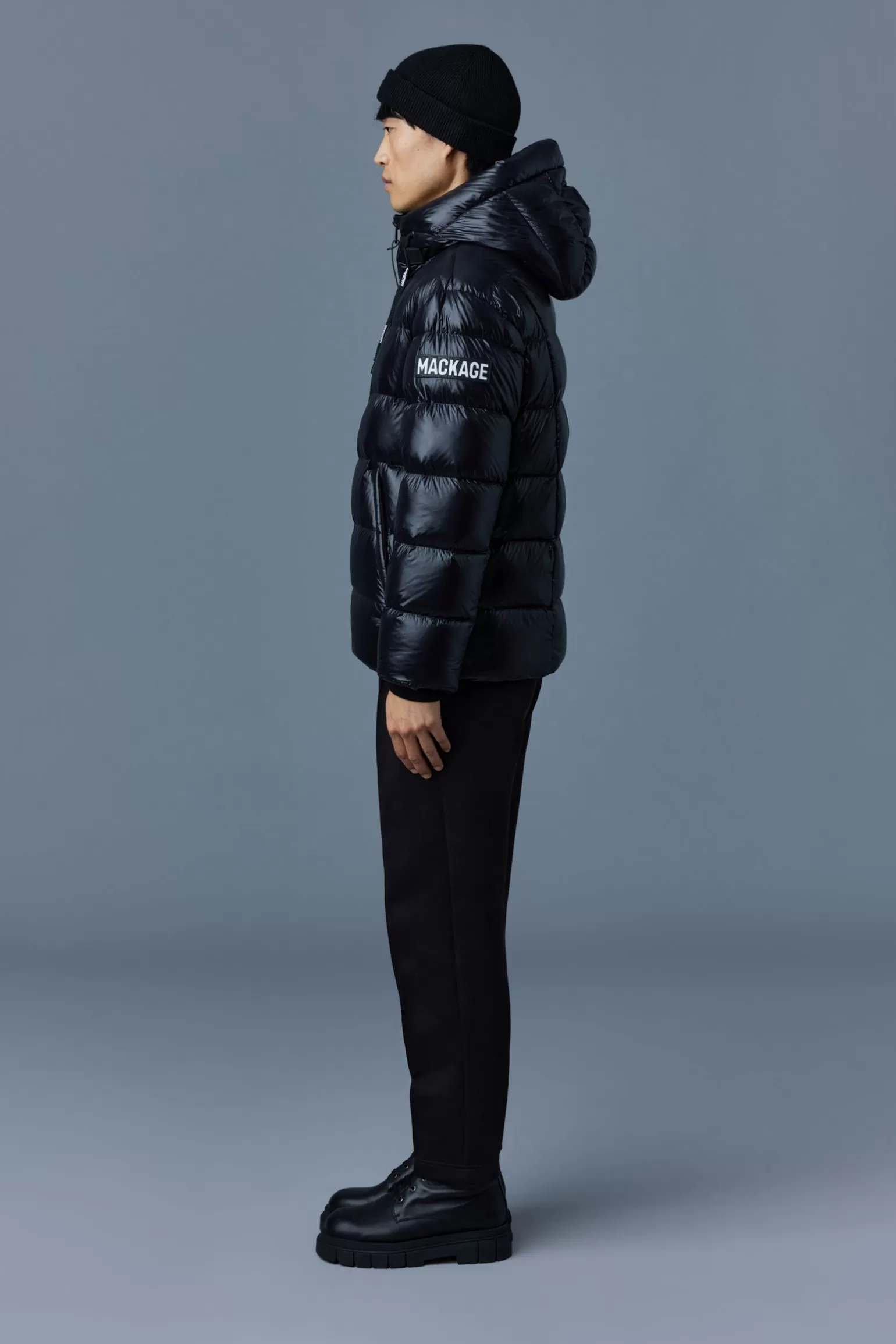 Mackage VICTOR lustrous light down jacket with hood for men Black Hot