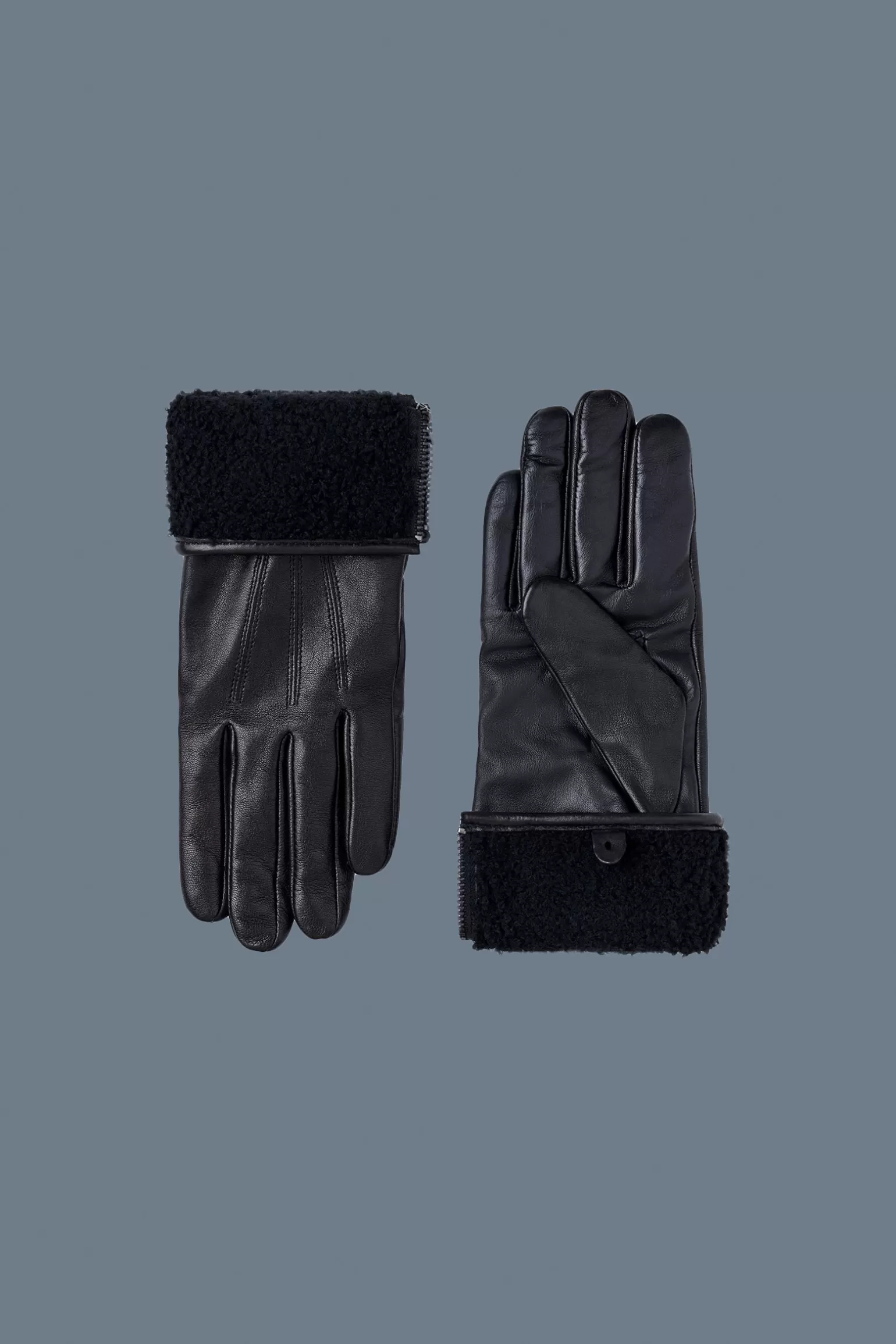 Mackage WILLIS (R)Leather glove with shearling cuff Black Outlet